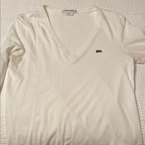 Lacoste White V-Neck Top